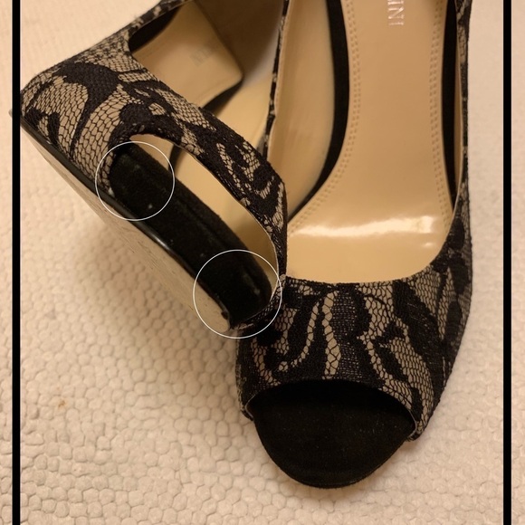 ENZO ANGIOLINI Black Lace Maiven Peep Toe Heels - Picture 8 of 8